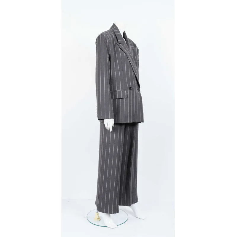 Ensemble Kimono Gris à Rayures Léger