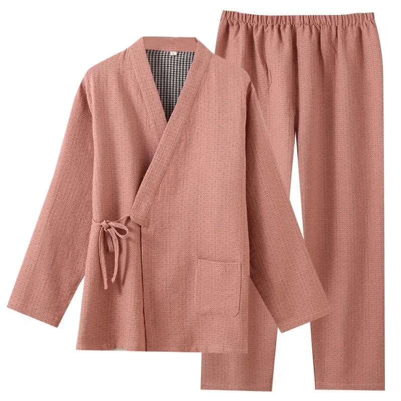 Pyjama Kimono Chaud Rose de qualité
