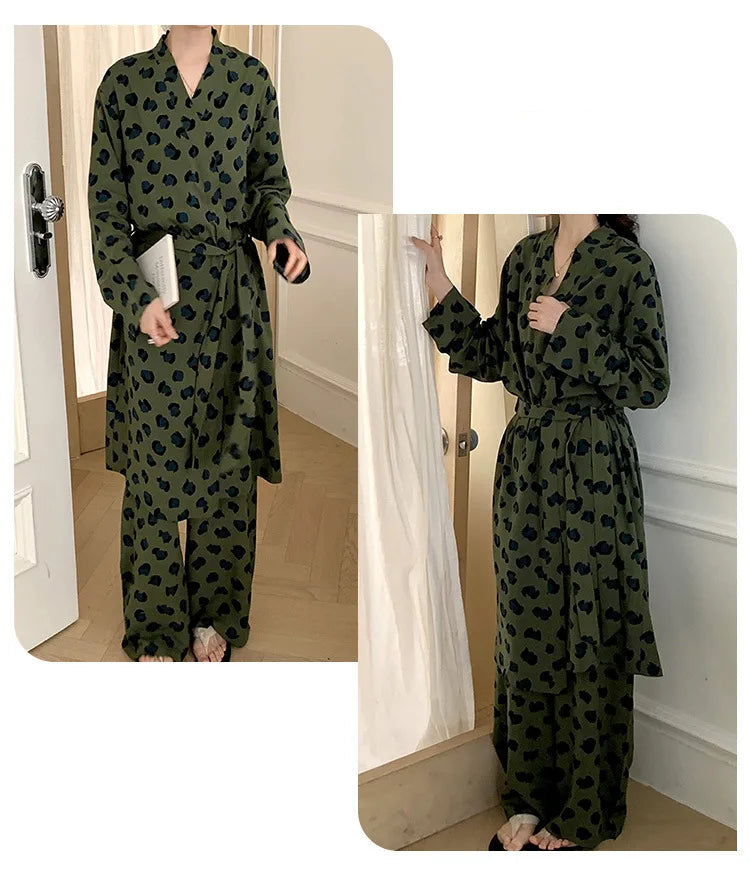 Ensemble Pyjama Kimono Vert de qualité