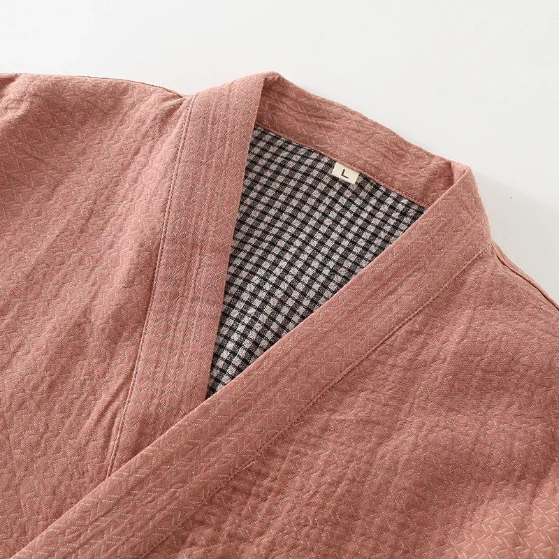 Pyjama Kimono Chaud Rose col V