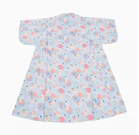 Kimono Traditionnel Bleu Fleuri Simple