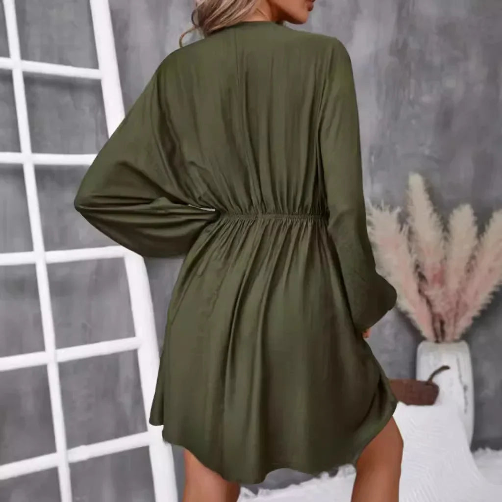 Robe Kimono Tendance Verte Olive courte