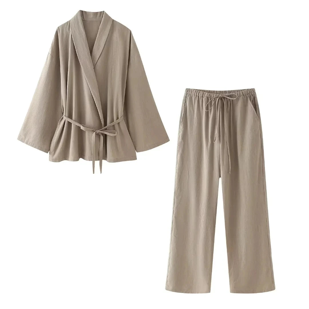 Ensemble Kimono Beige Tendance Élégant