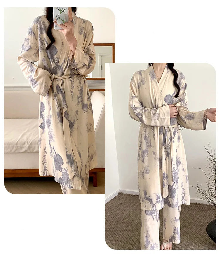 Ensemble Pyjama Kimono Long Élégant doux