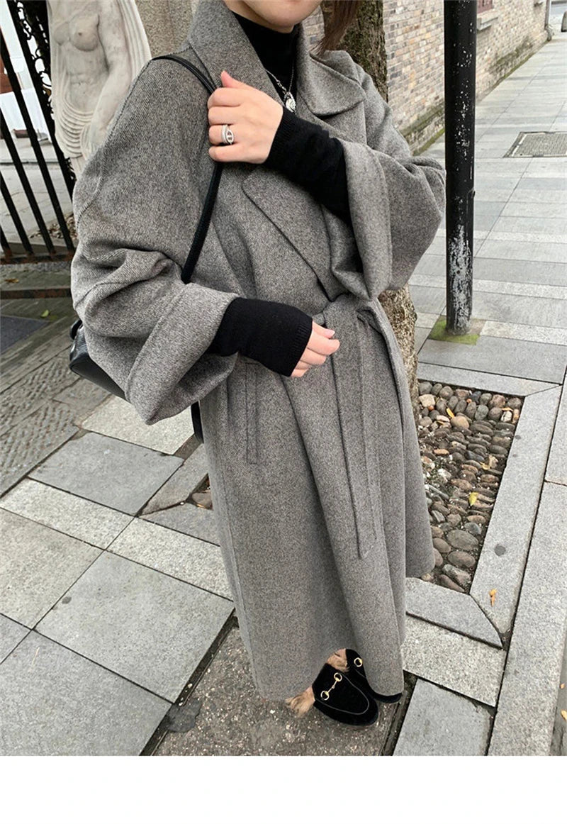 Manteau Kimono Chaud Gris Élégant