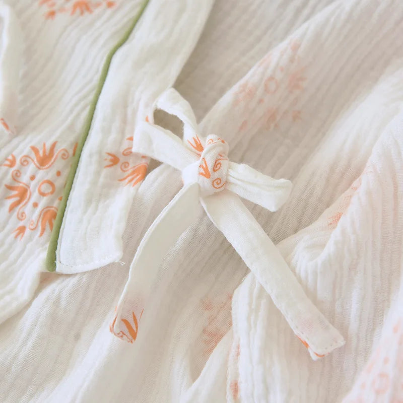 Ensemble Pyjama Kimono Pantalon Fluide avec noeud