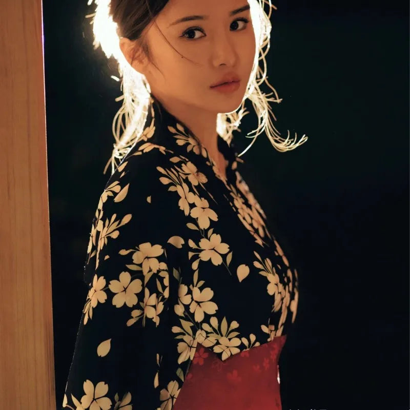 Kimono Japonais Femme Bleu Floral Confortable