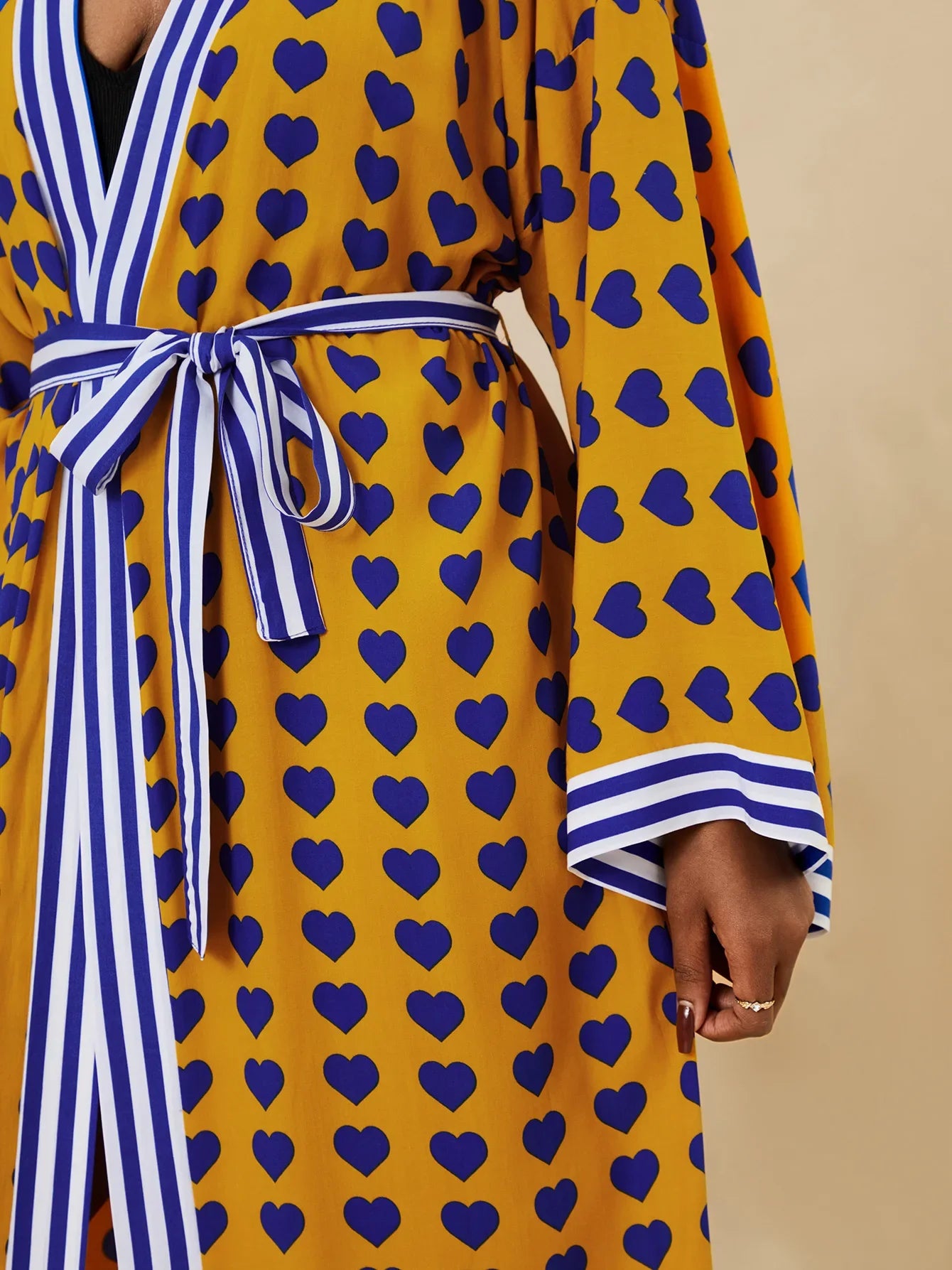 Kimono de Plage Jaune à Cœurs Décontracté