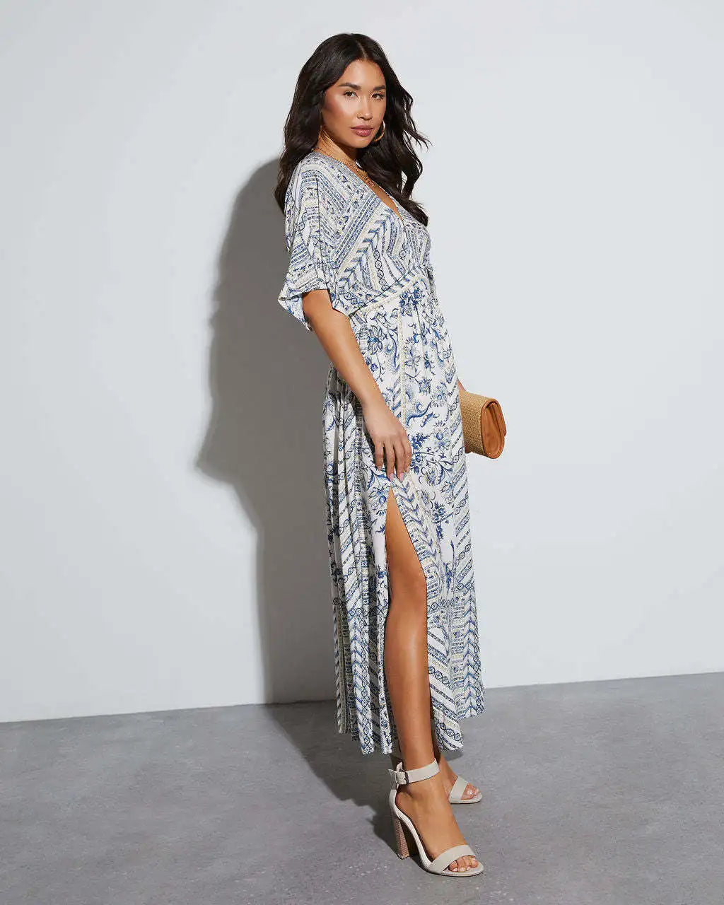 Robe Style Kimono à Manches Courtes élégant