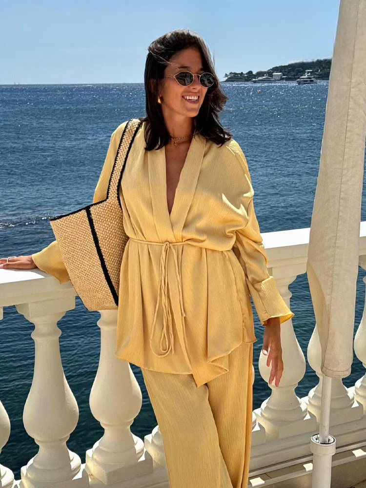 Ensemble Kimono Confortable Jaune