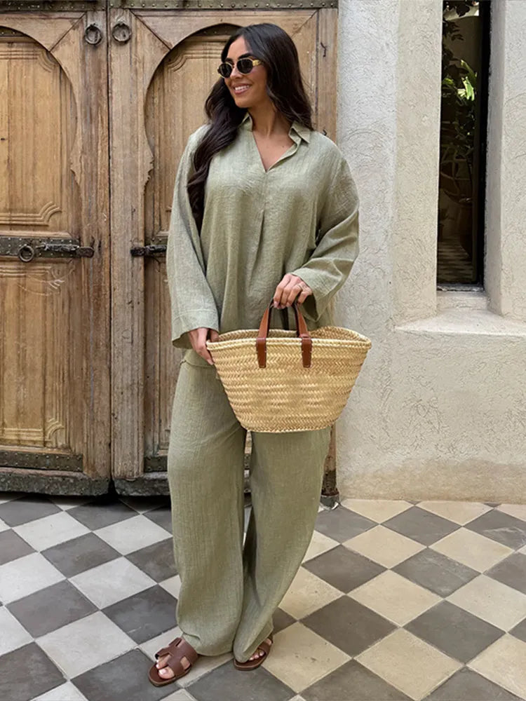 Ensemble Kimono Décontracté Vert Stylé