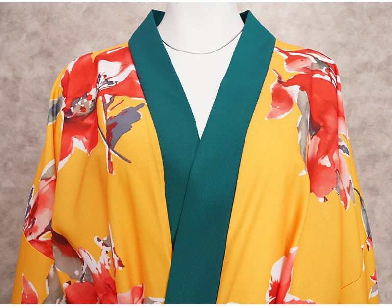Kimono de Plage Boho Fleuri Maxi élégant