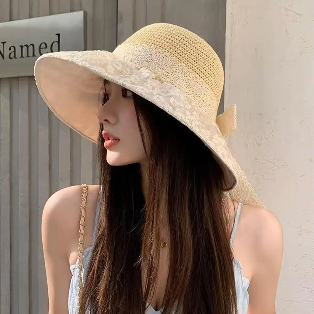 Chapeau Stylé à Dentelles Beige