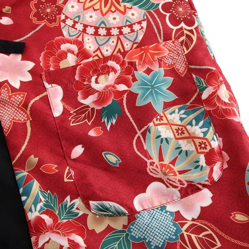 Manteau Kimono Rouge Fleuri été