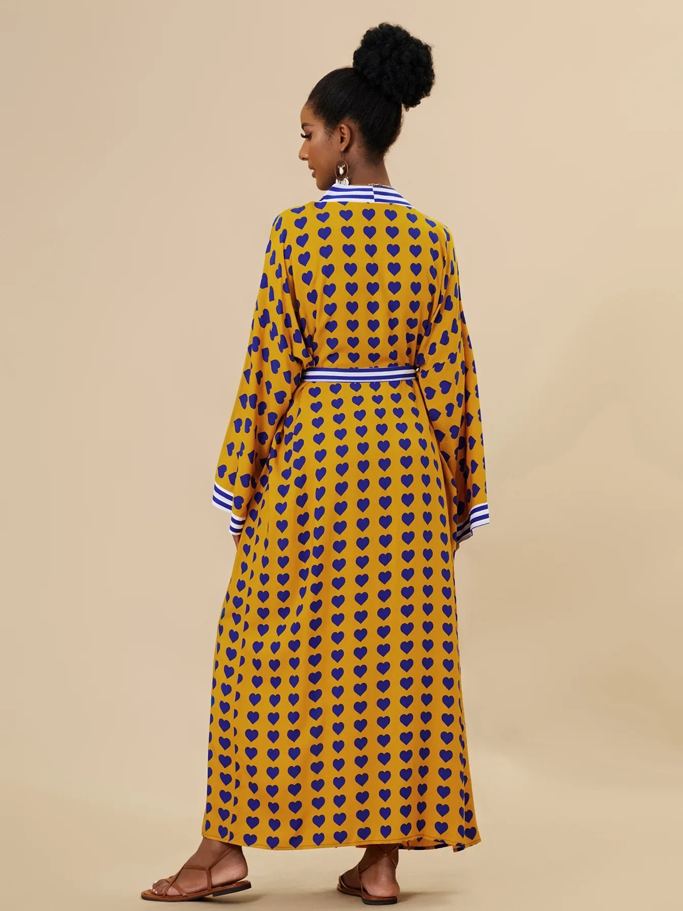 Kimono de Plage Jaune à Cœurs Léger