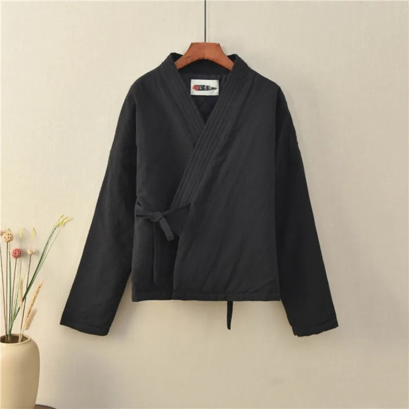 Veste Kimono en Lin Femme noir