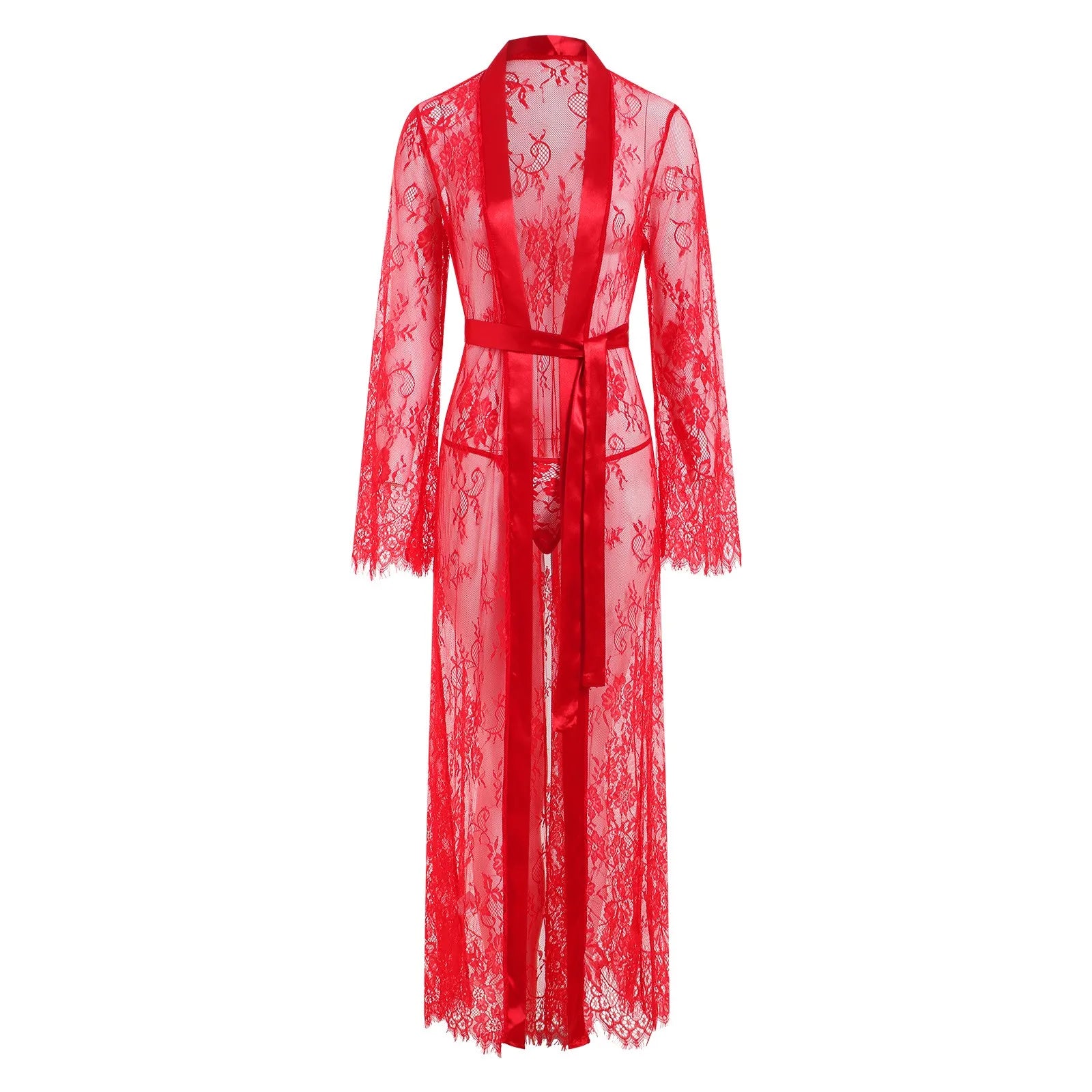 Peignoir Kimono Sexy en Dentelles rouge