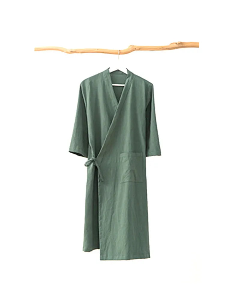Robe Kimono Estival en Coton Vert Confortable