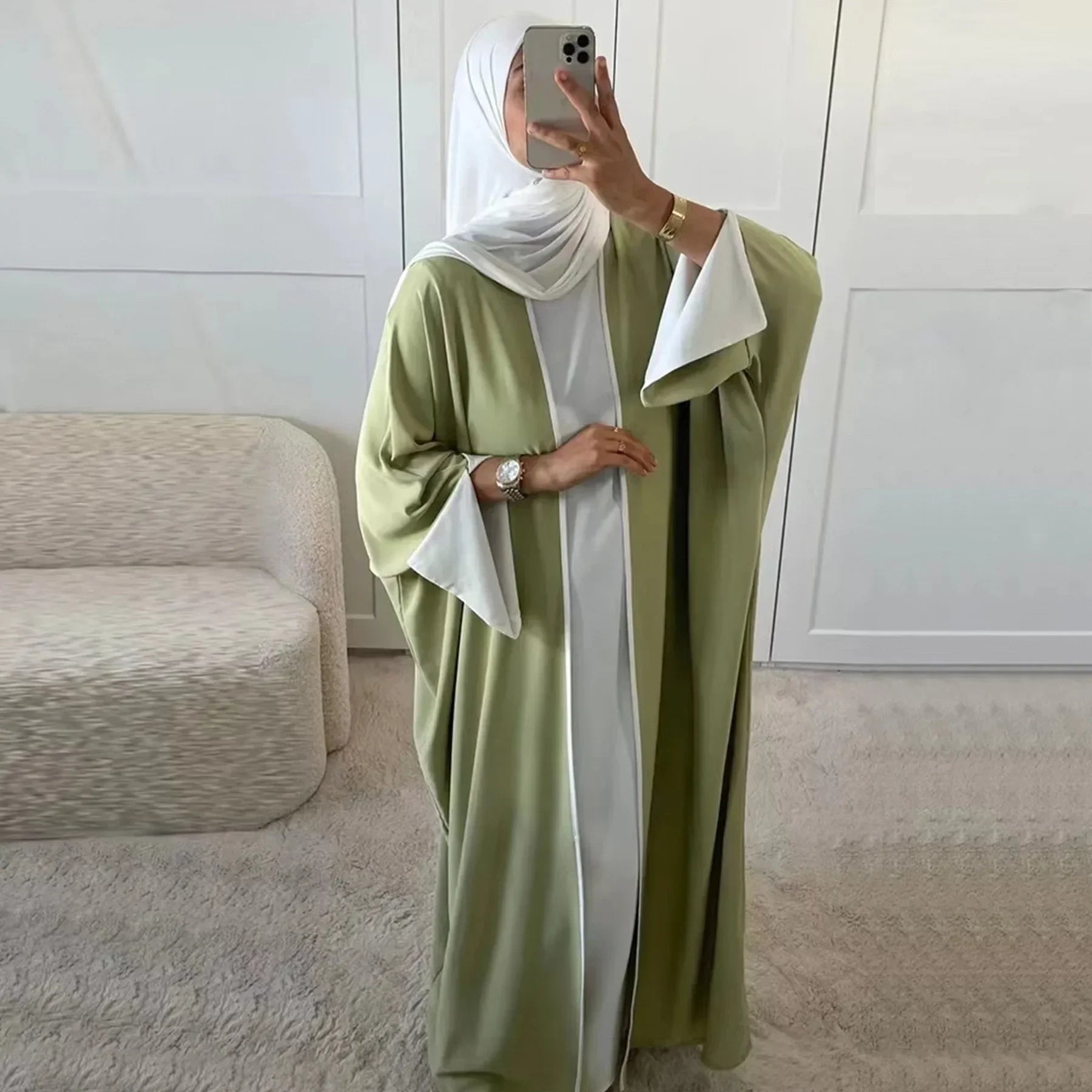 Abaya Kimono Chauve-Souris Vert