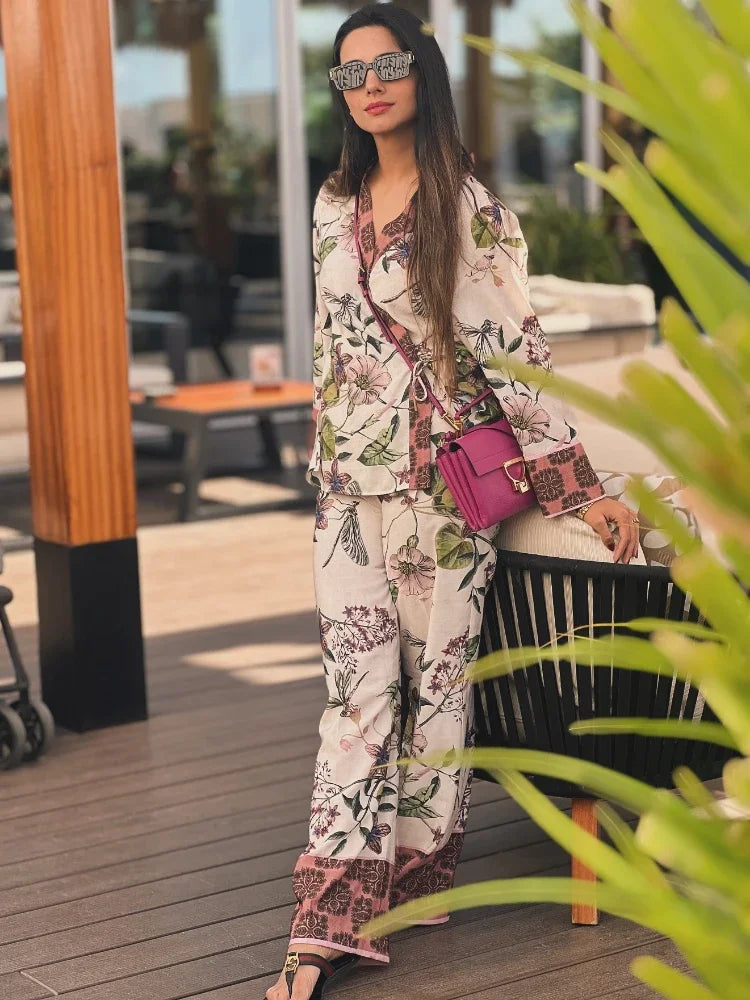 Ensemble Kimono à Motifs Floraux