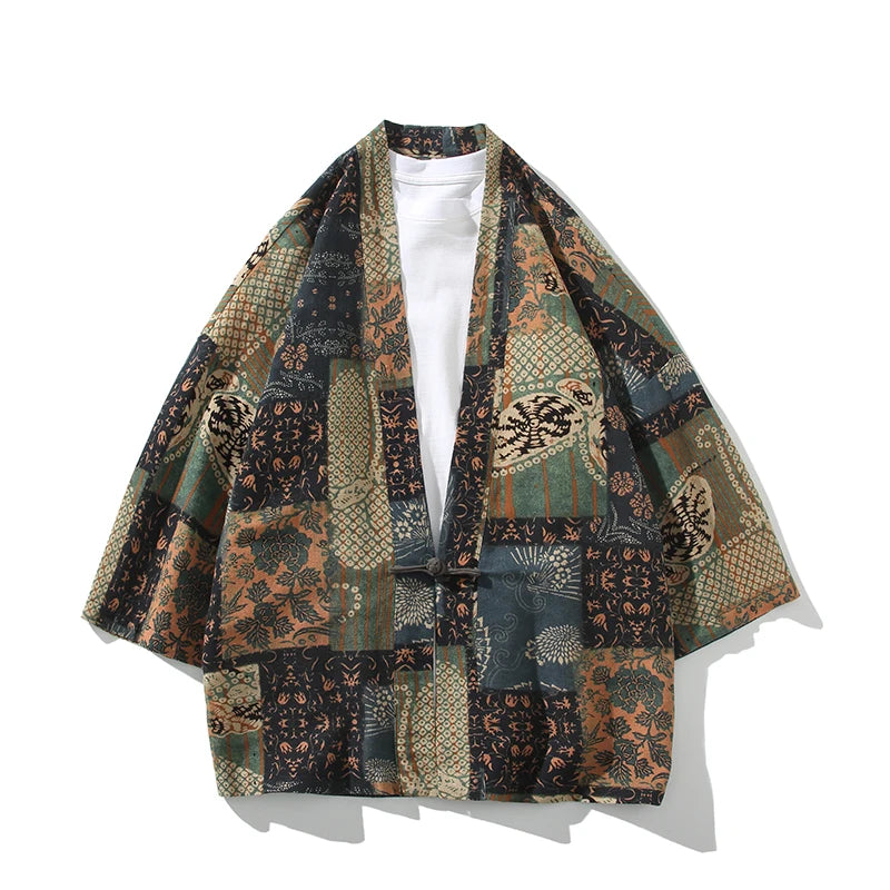 Veste Kimono à Motifs Vintage tendance