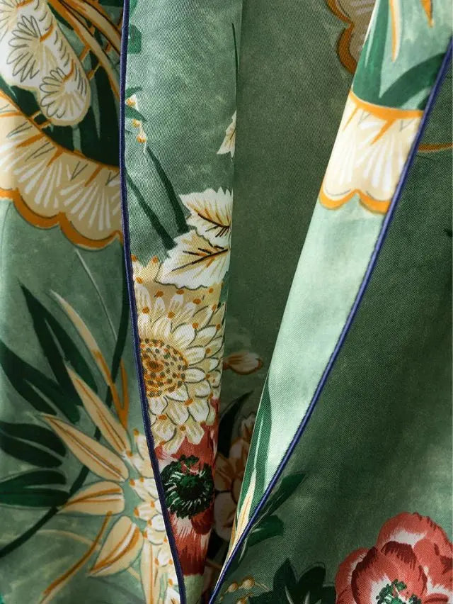 Kimono Fleuri Long à Fente imprimé floral