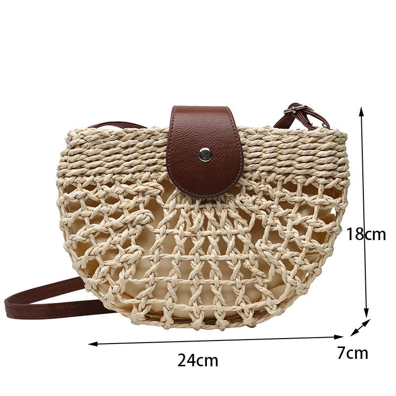 Sac Demi-lune en Paille Moderne