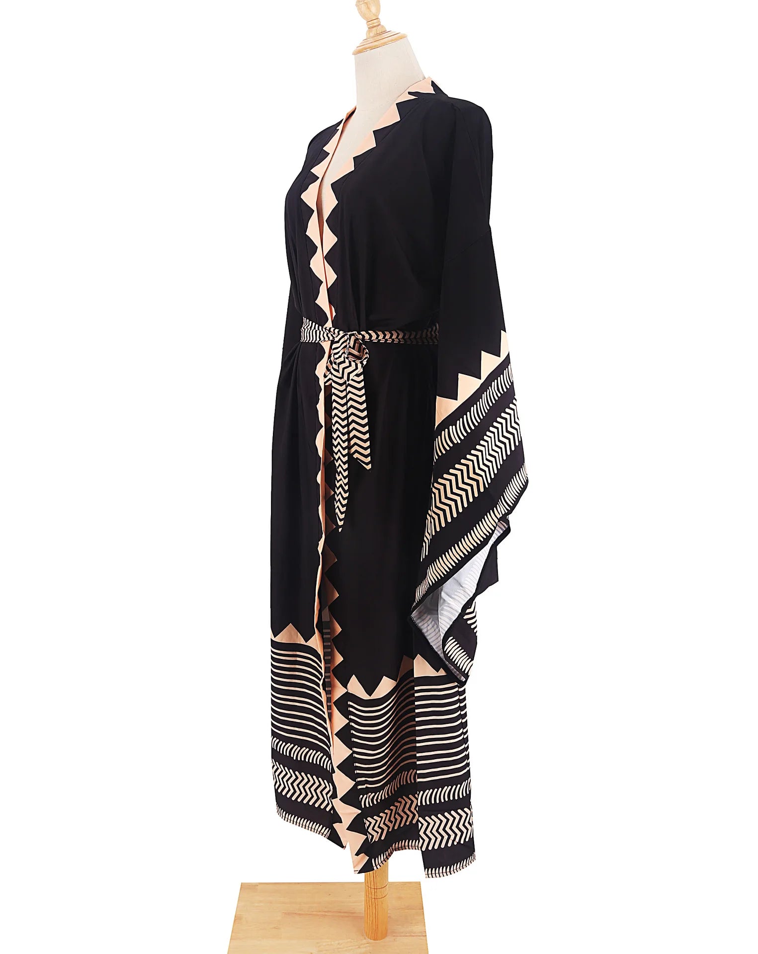 Robe Kimono Boho à Manches Évasées imprimée