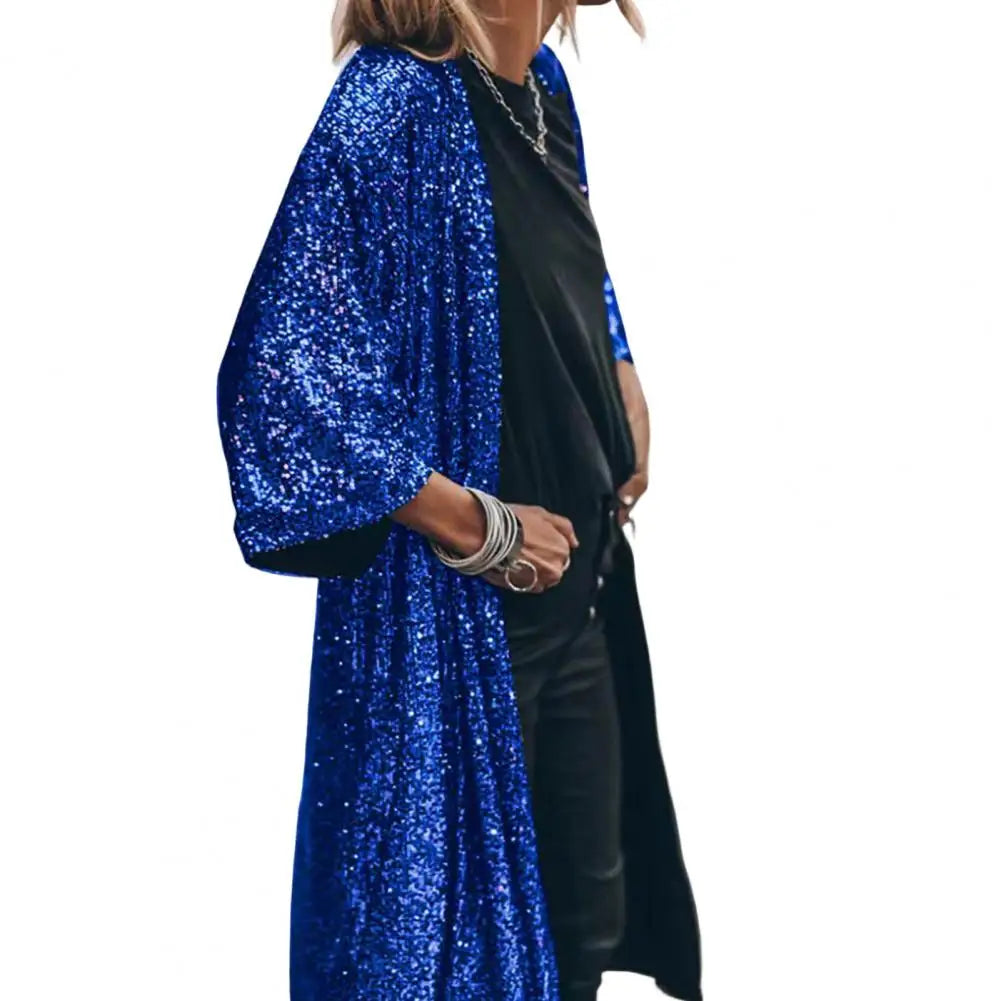 Veste Kimono Pailletée Bleu