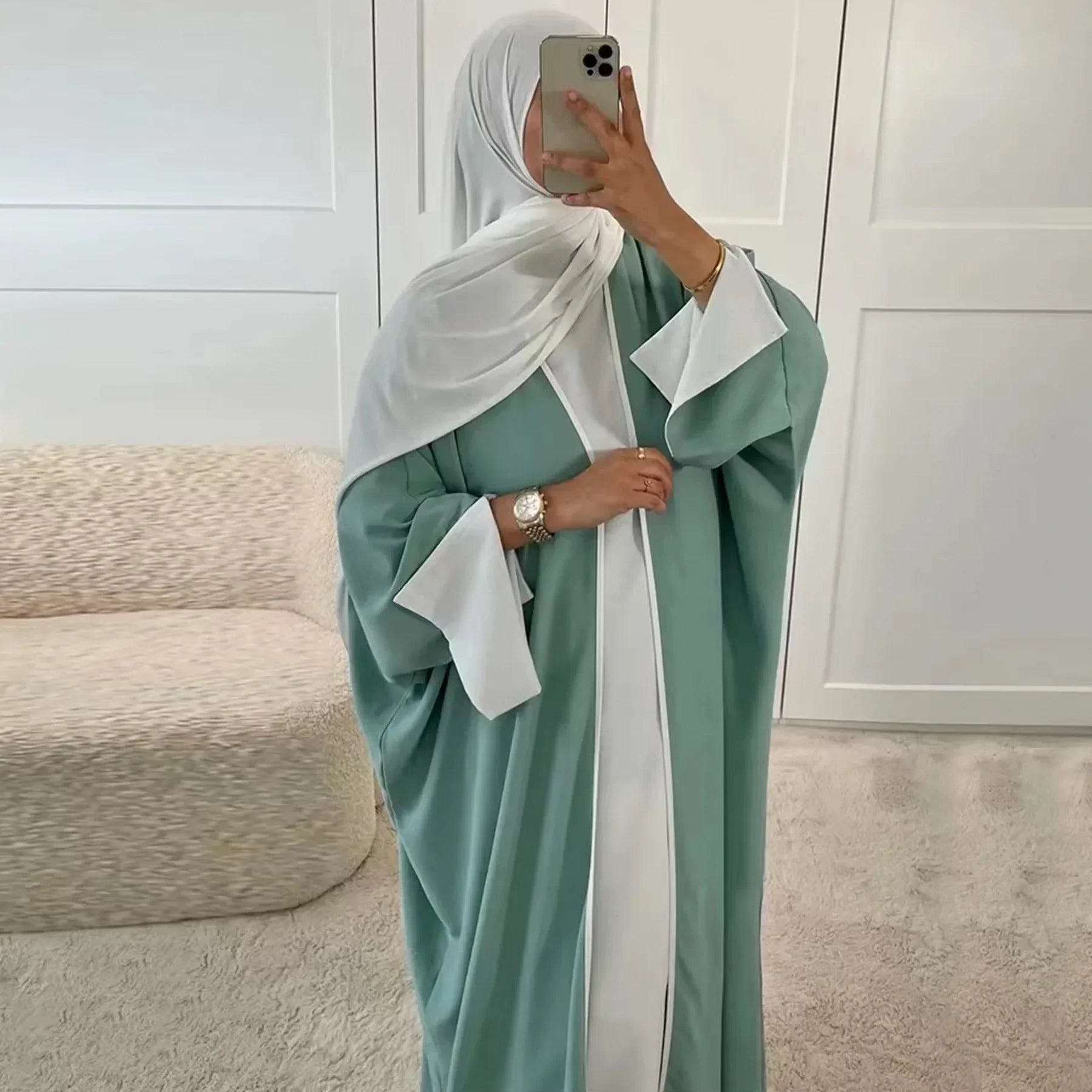 Abaya Kimono Chauve-Souris Vert