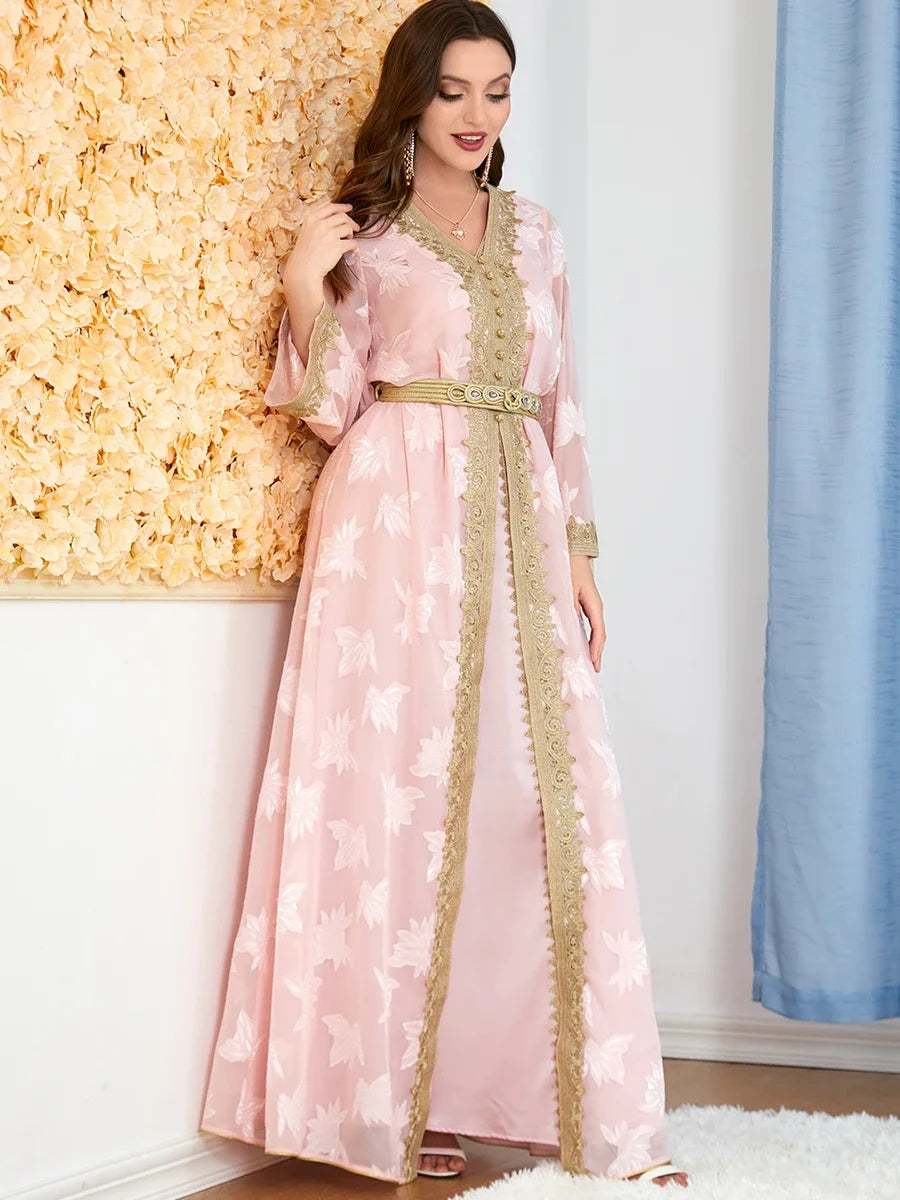 Abaya Kimono de Luxe Rose Léger