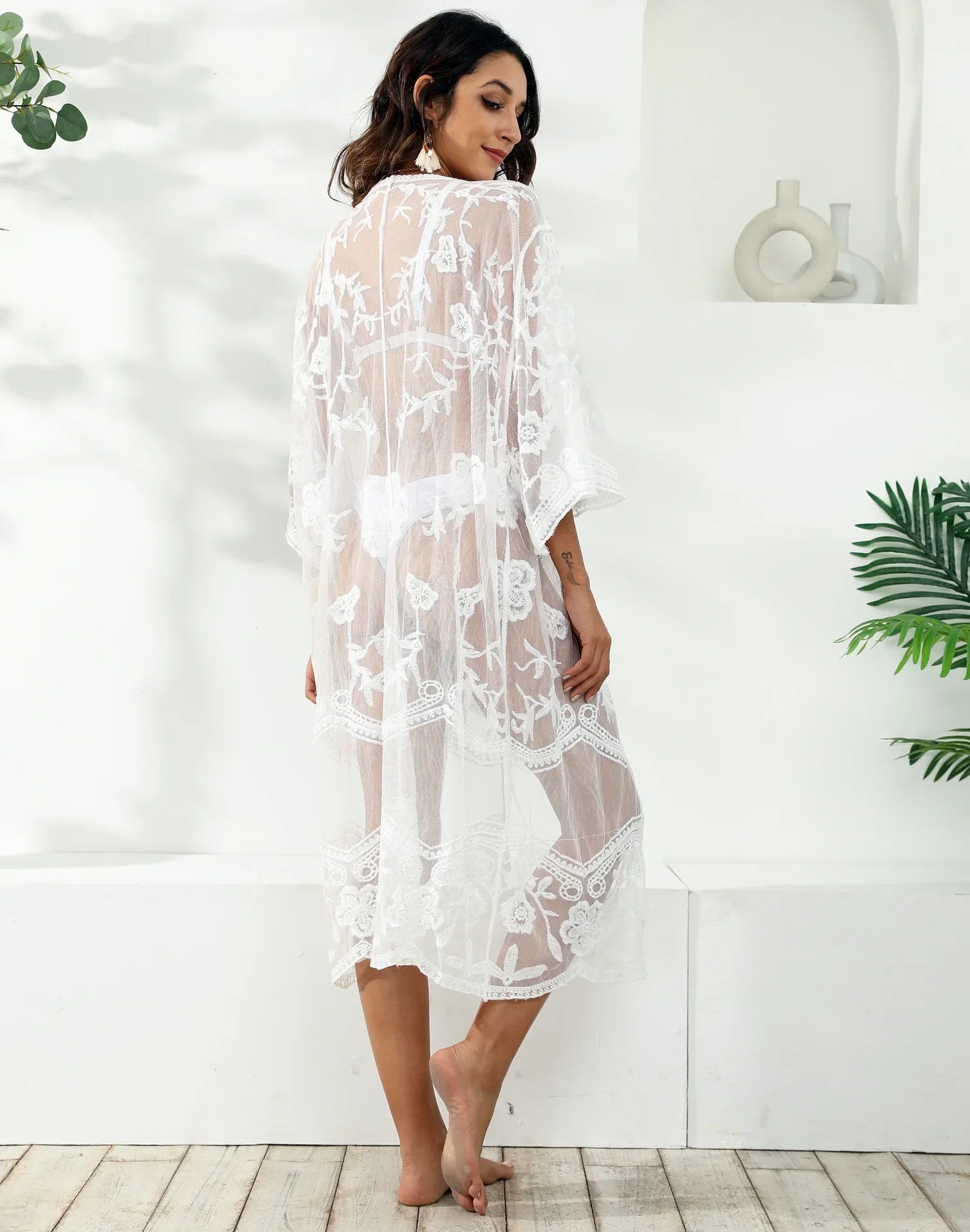 Kimono Plage Blanc Confortable