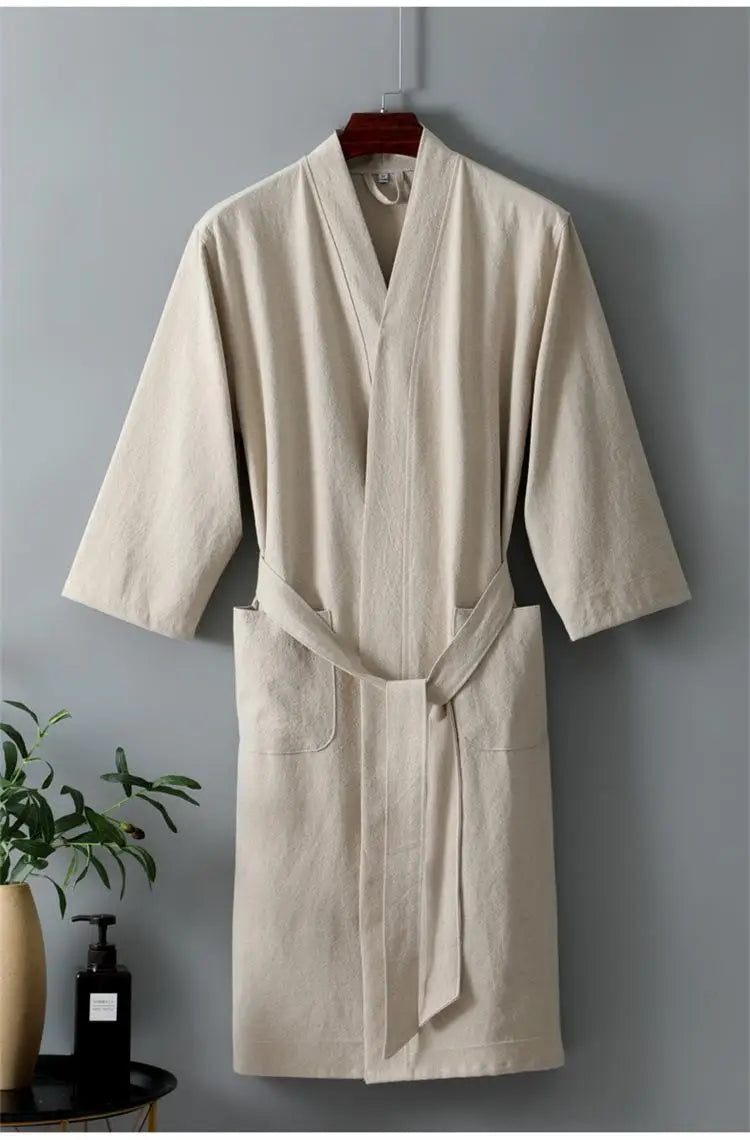 Peignoir Kimono en Coton et Lin pour l'été