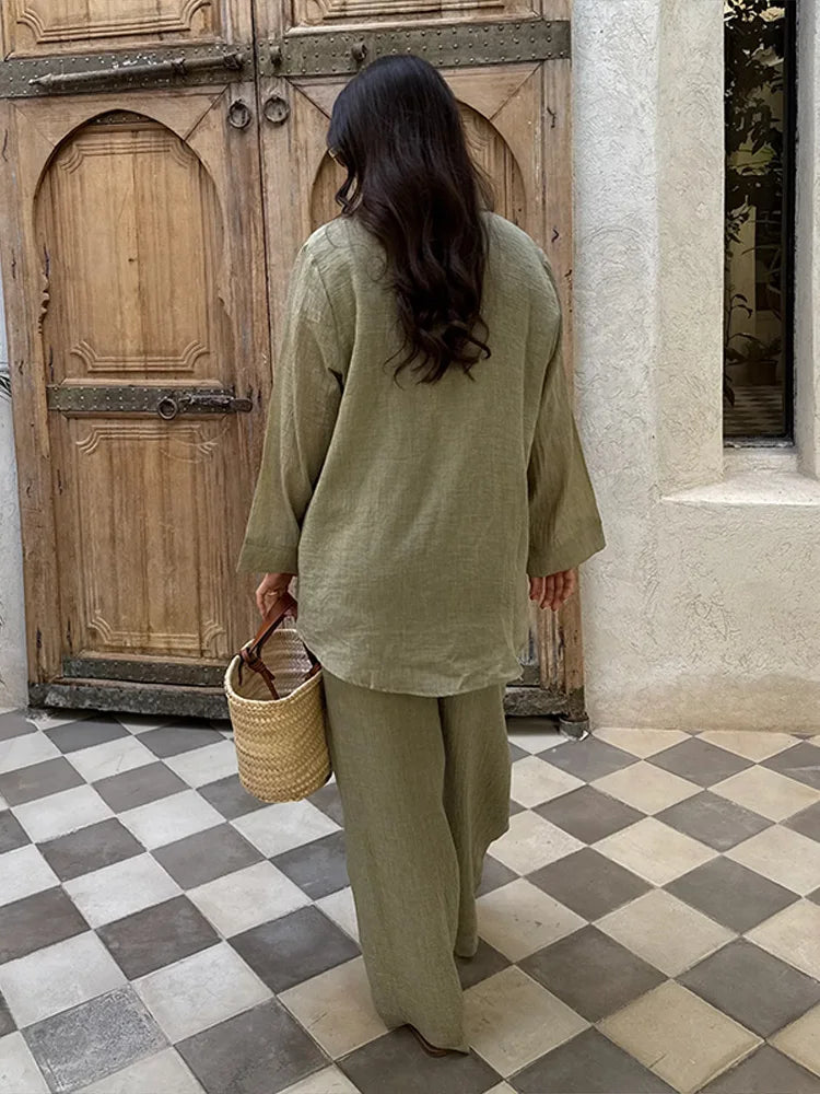 Ensemble Kimono Décontracté Vert Léger