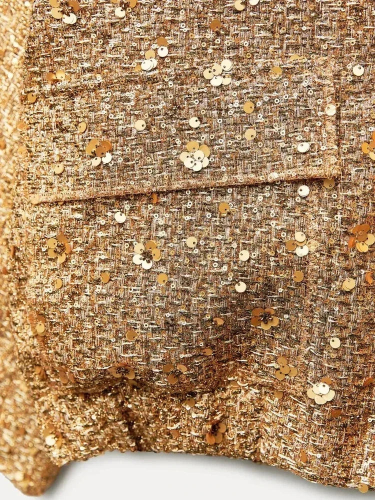 Veste Kimono Dorée à Paillettes Raffiné
