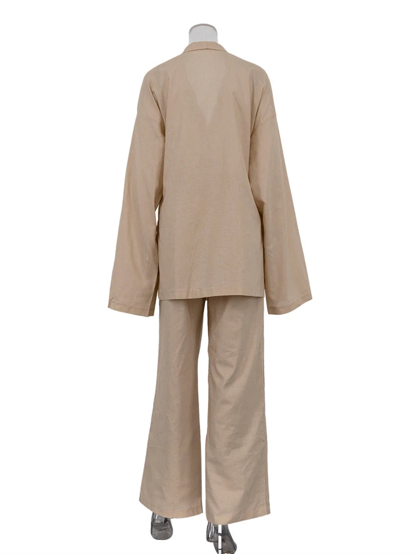 Ensemble Kimono Beige Décontracté Stylé