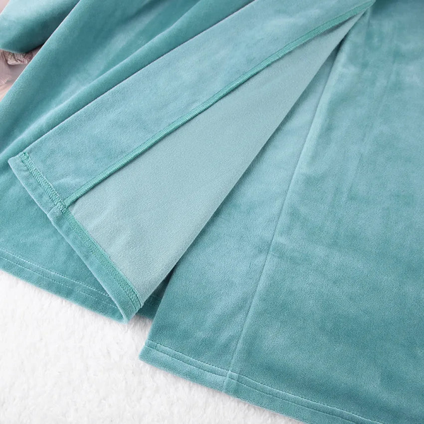 Peignoir Kimono Effet Velouté col V