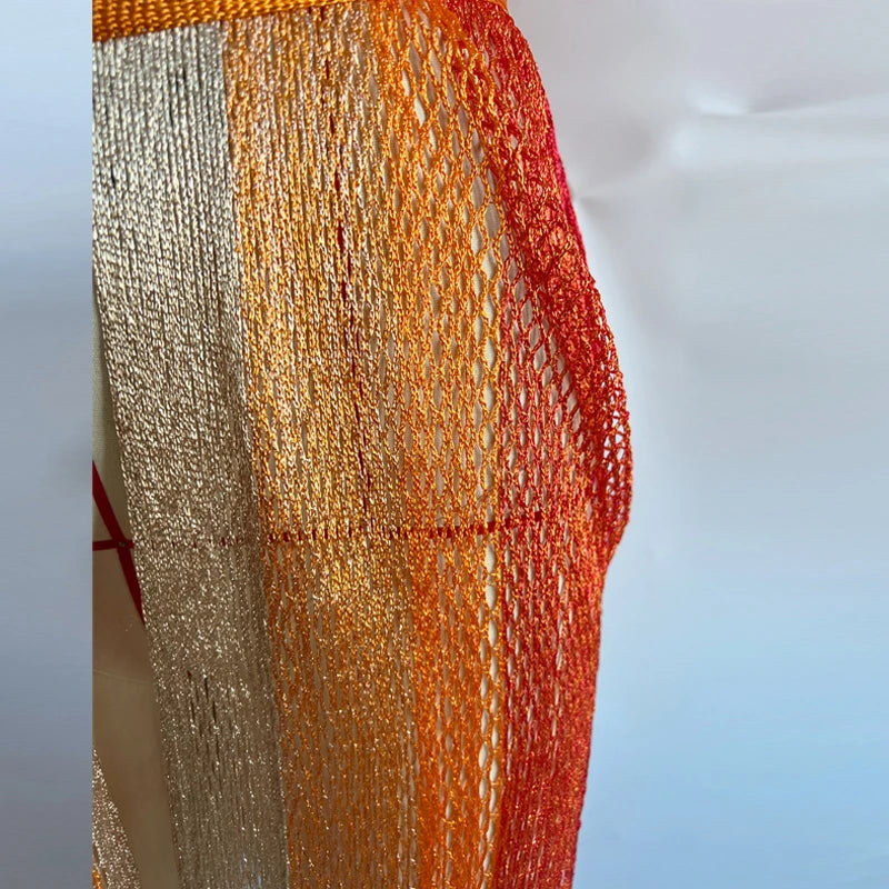 Kimono de Plage Orange à Franges Chic