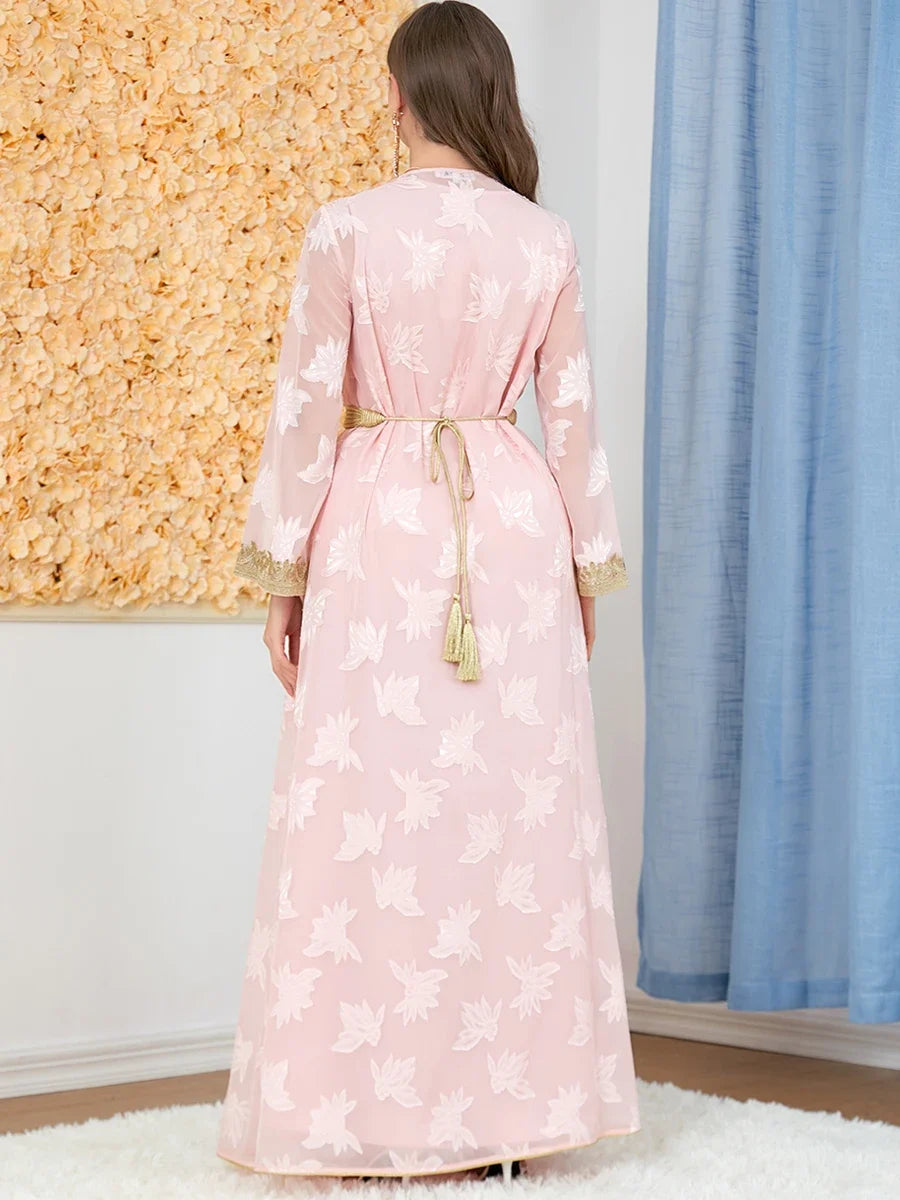 Abaya Kimono de Luxe Rose Respirant