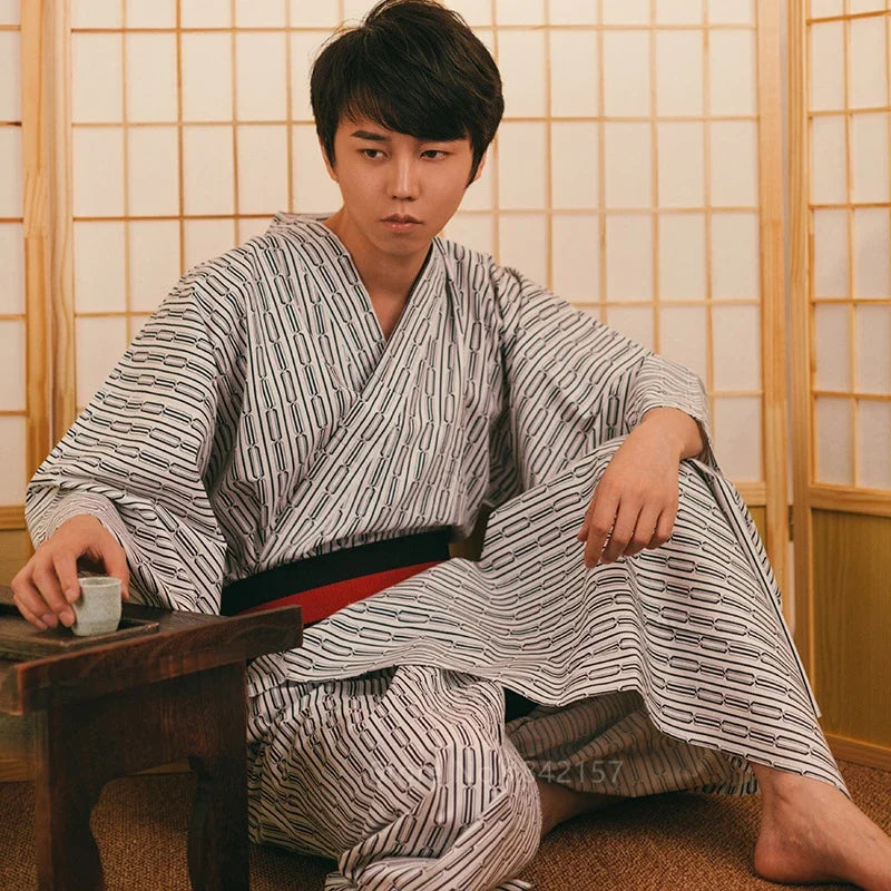 Peignoir Homme Kimono Samouraï Blanc