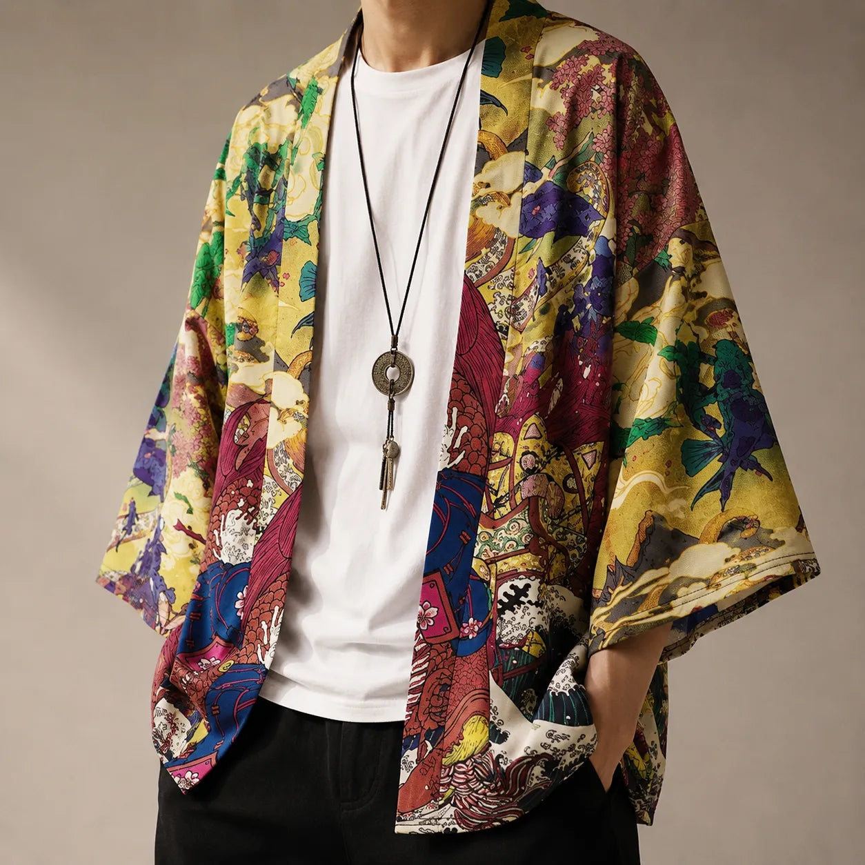 Veste Haori Colorée Homme