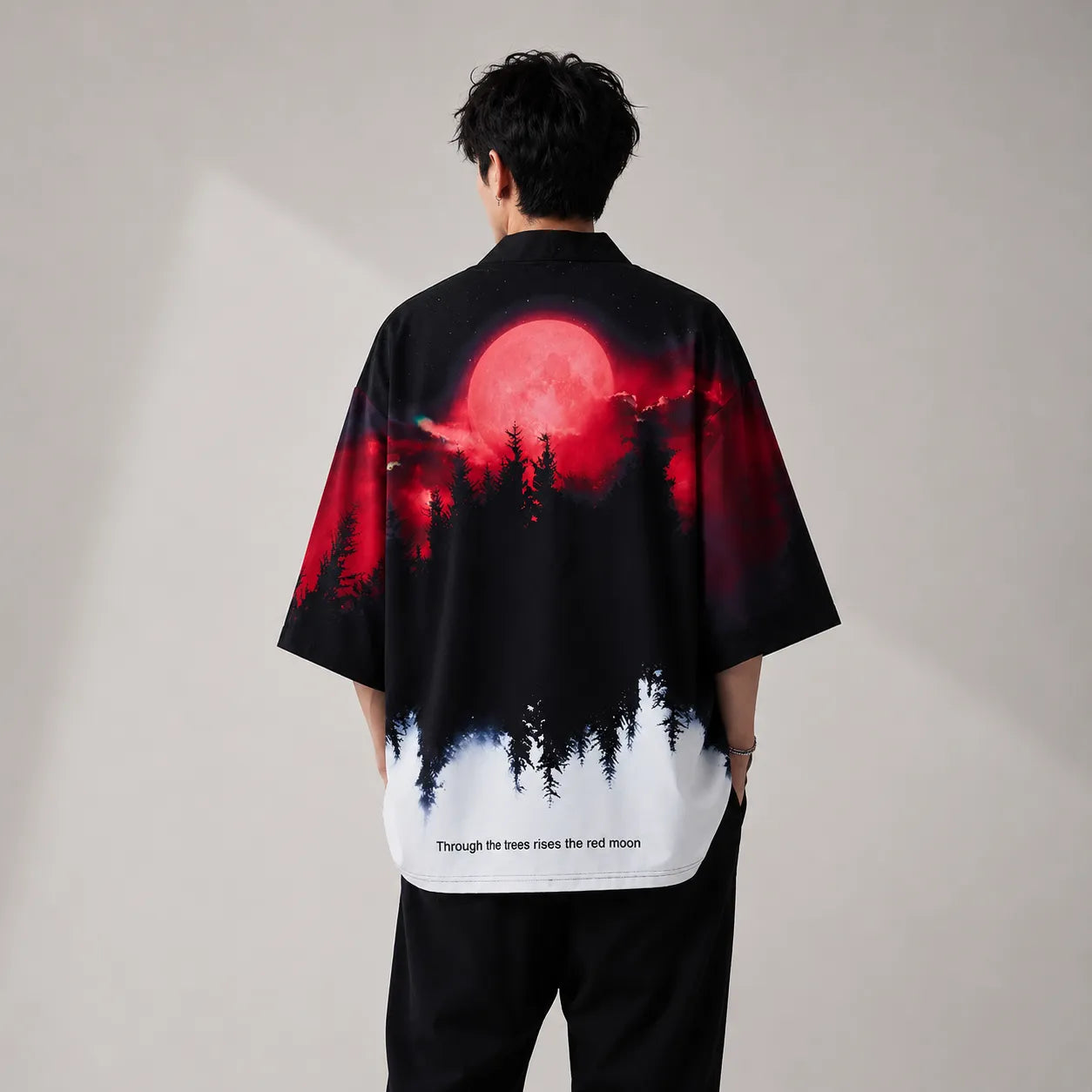 Veste Kimono Court Lune Rouge