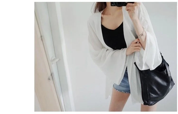 Veste Kimono Femme Blanc