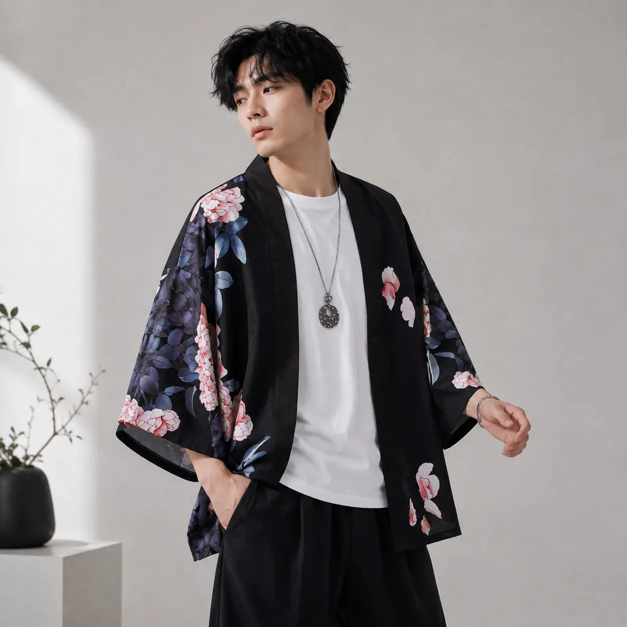Veste Kimono Fleur Rose