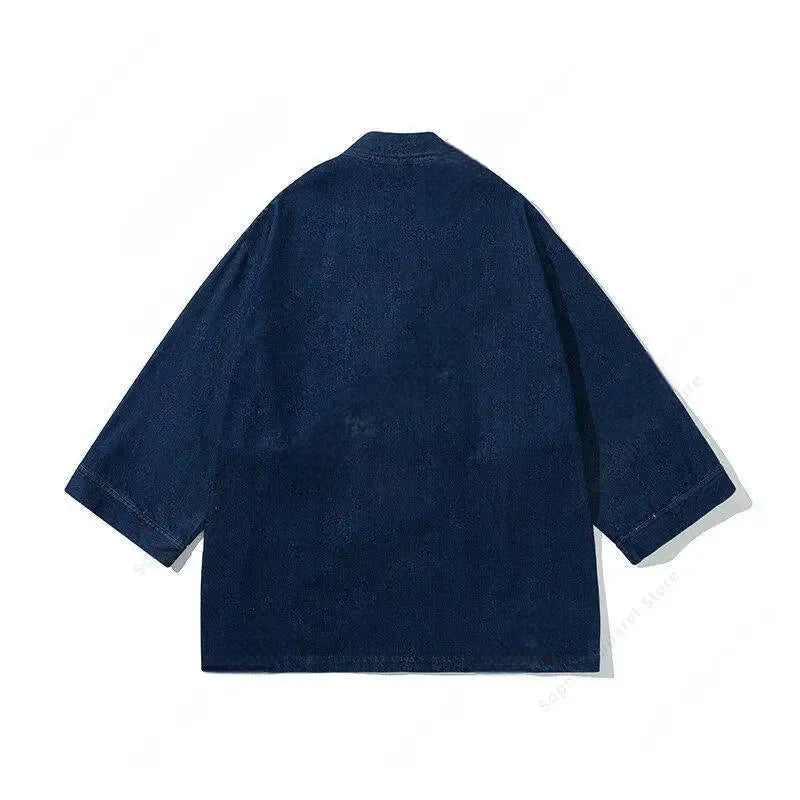Veste Kimono Homme Denim Bleu Dos