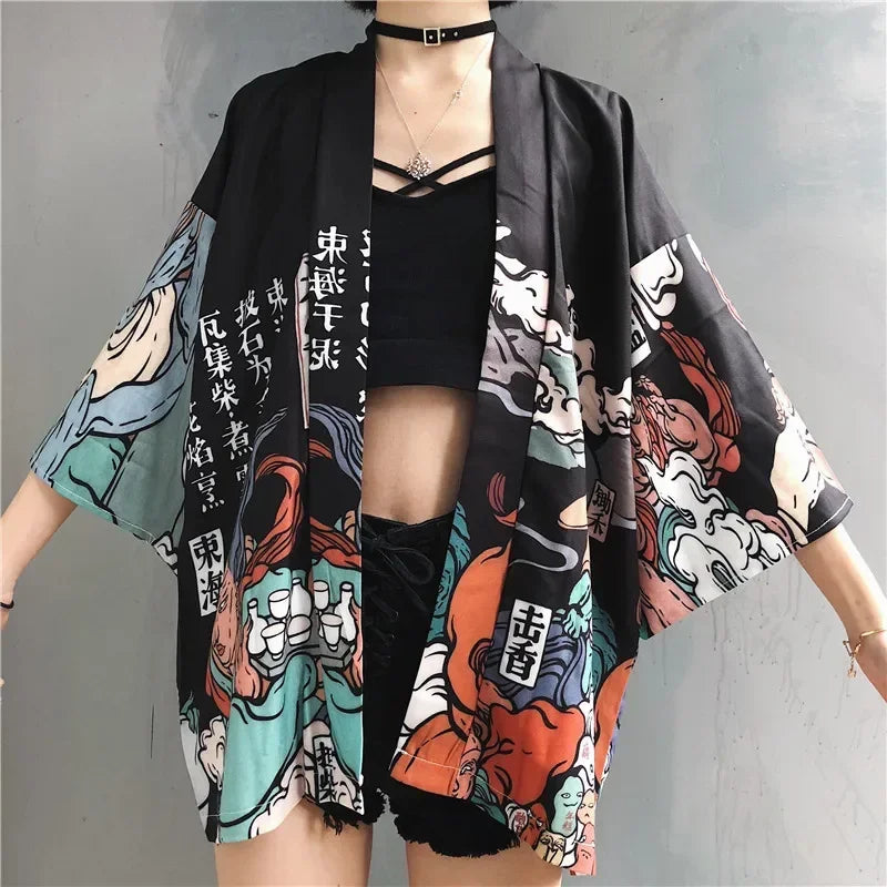 Veste Kimono Imprimée Japonais Design