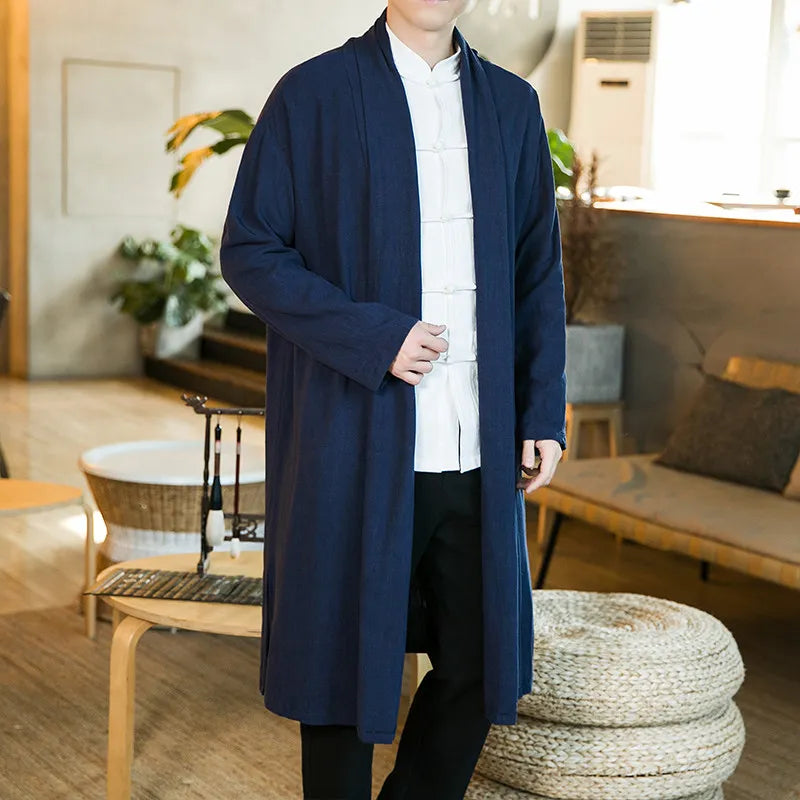 Veste Kimono Longue Bleu Marine Design