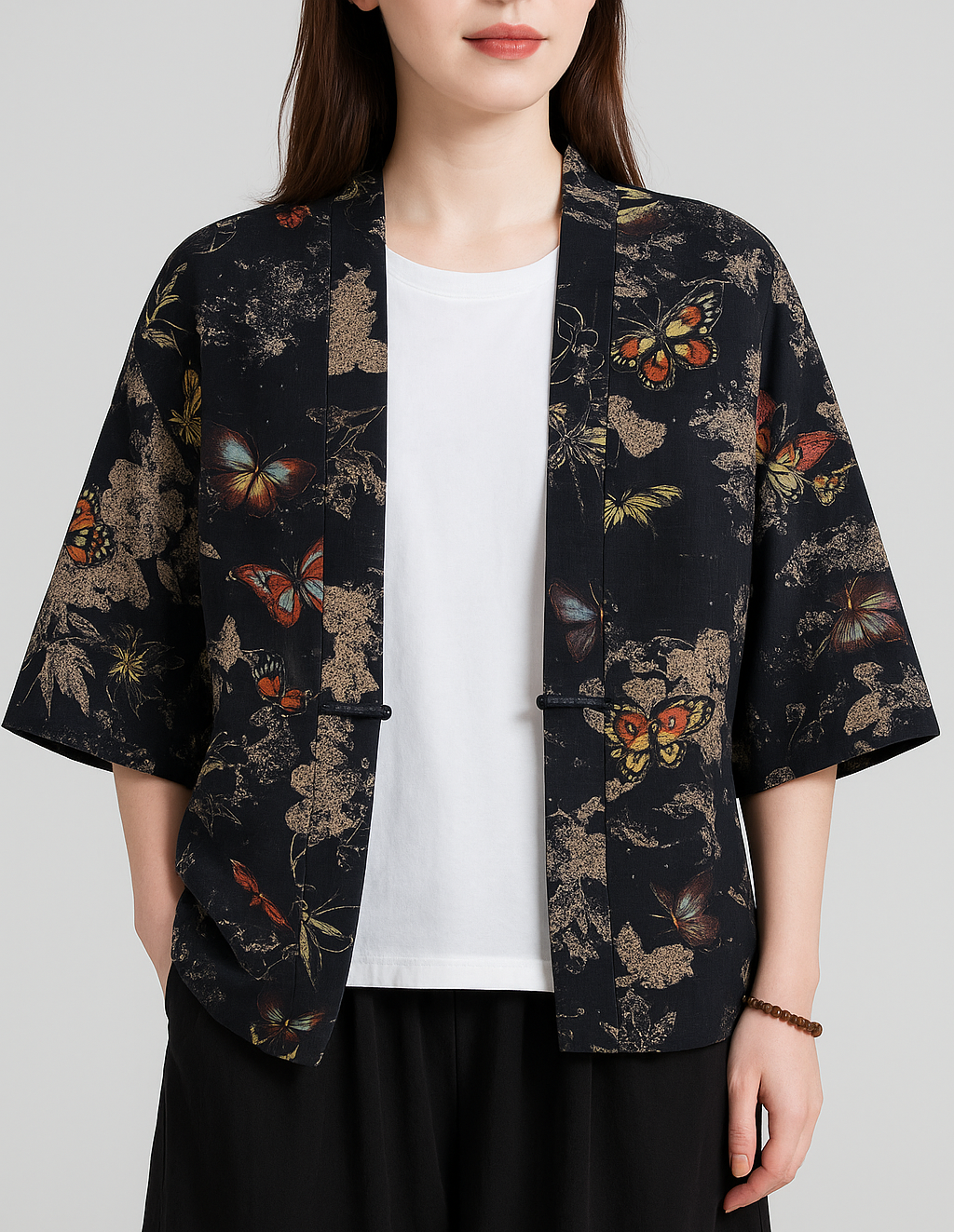 Veste Kimono à Motif Papillon Design