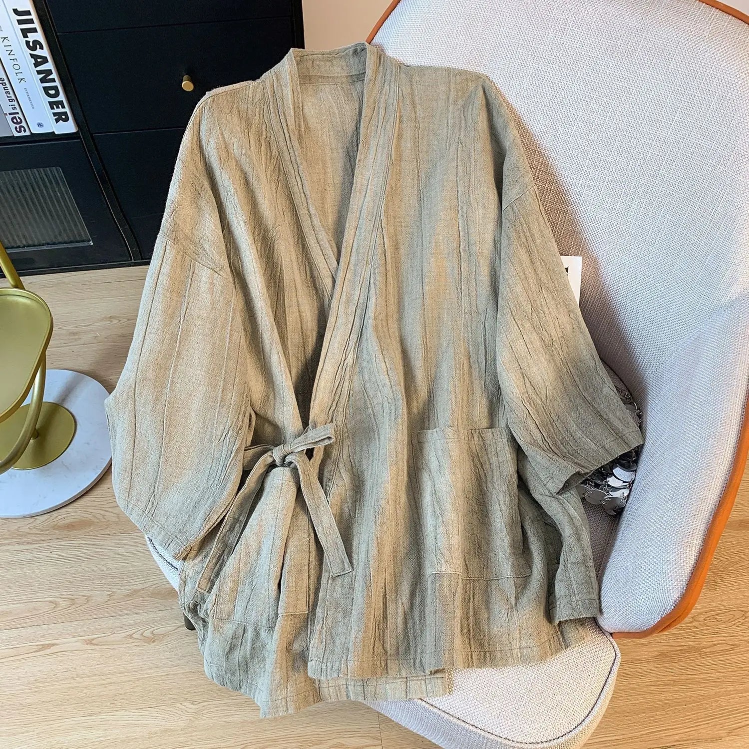 Veste Kimono Vintage Beige Stylé