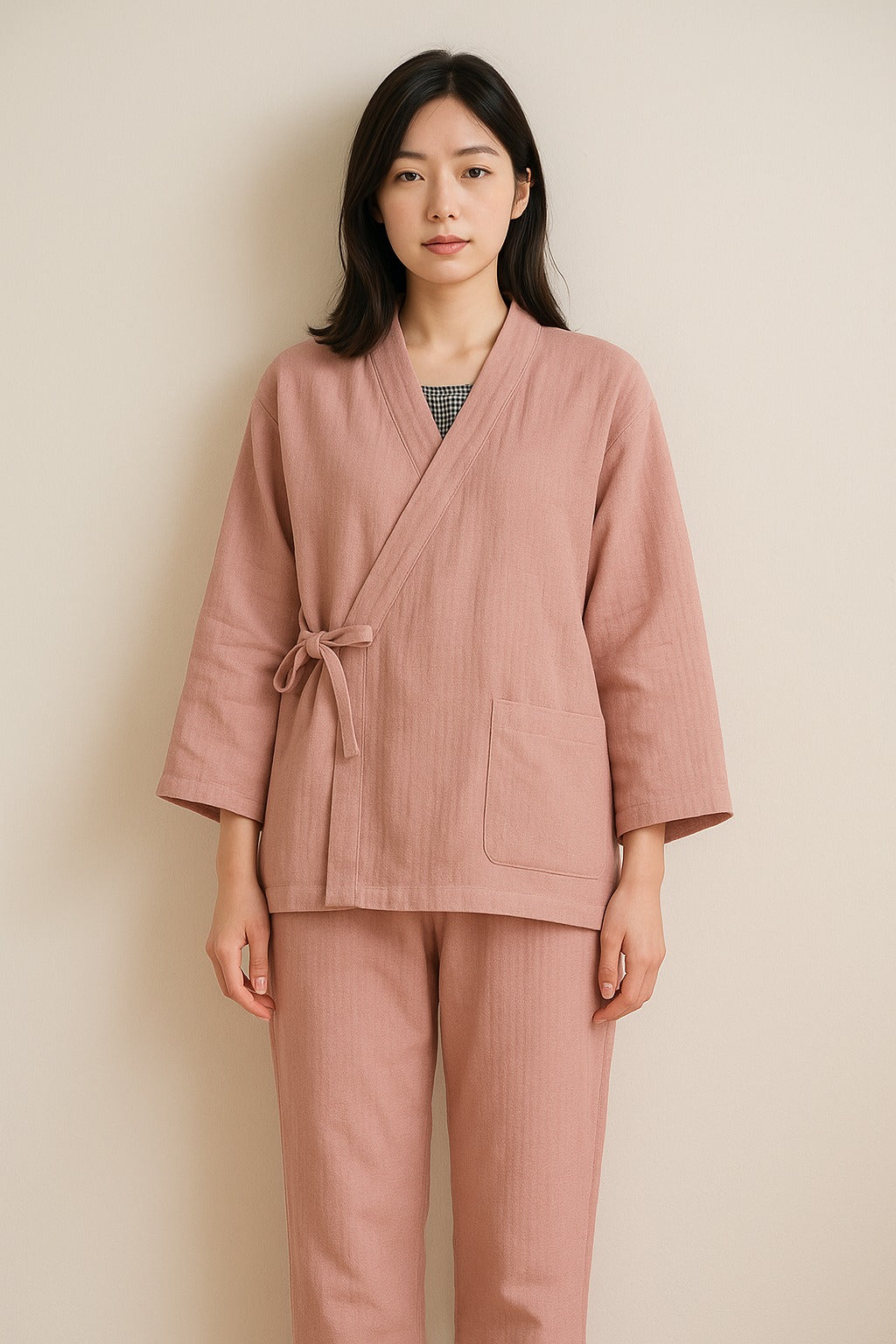 Pyjama Kimono Chaud Rose